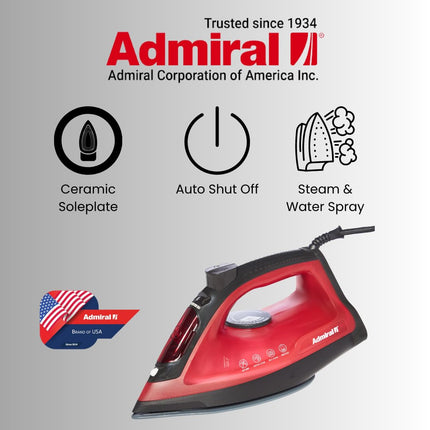 Admiral 2400W Steam Iron With Ceramic Soleplate, Auto Shut -Off Function, 320ML Water Tank