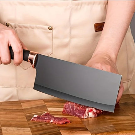 OSOOKE 9-Piece Black Non-Stick Kitchen Knife Set, Rose Gold Marble Handle, Integrated Knife Holder