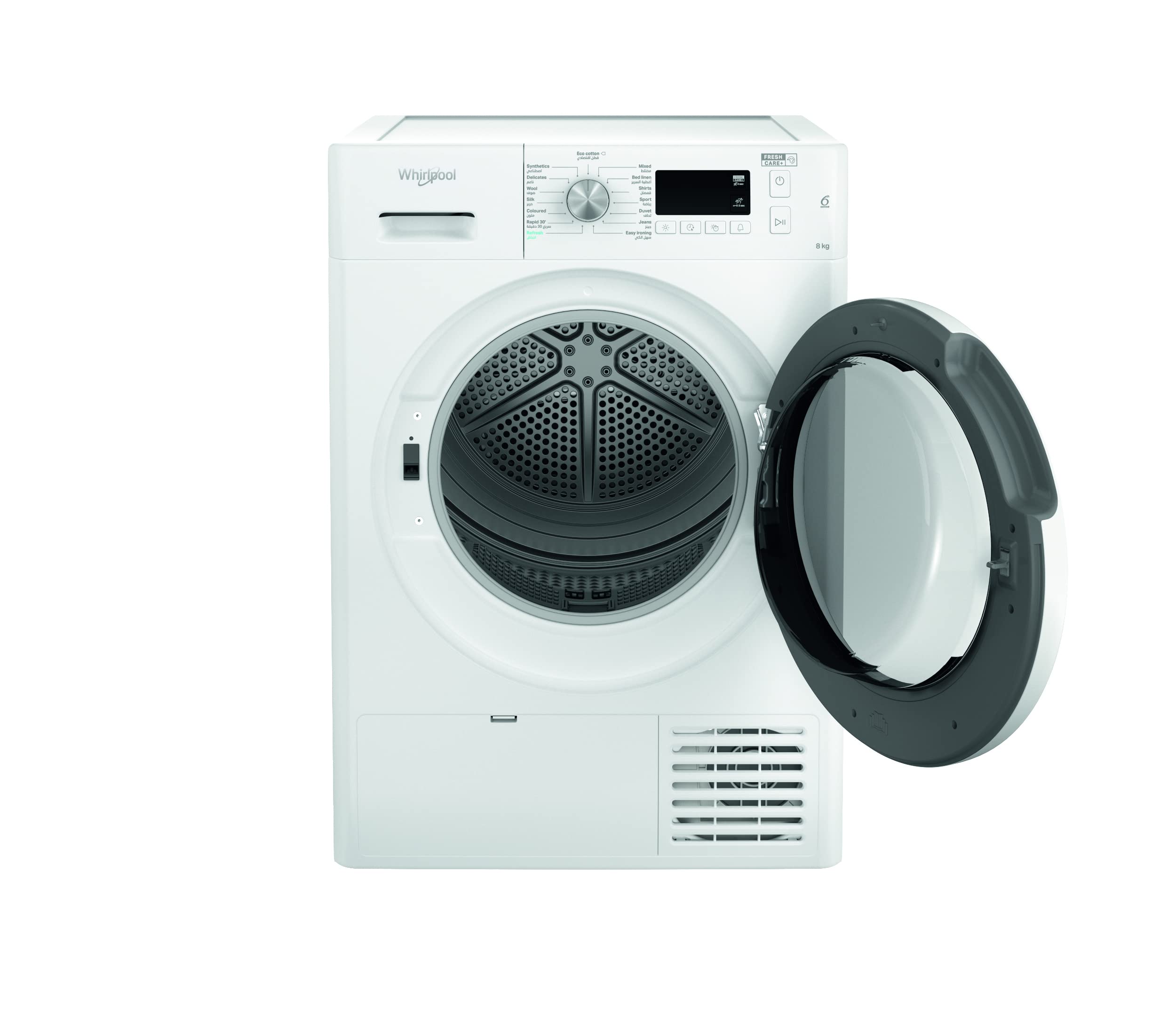 Whirlpool condenser tumble dryer: freestanding 8kg FFTCM118BGCC