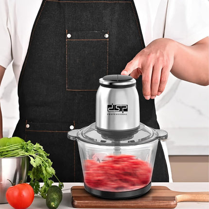 DSP Meat Grinder Meat Chopper Meat Cutter Meat Tenderizer Meat Slicer with 3L Capacity, 300W, 28000 RPM, Pure Copper Motor, Stainless Steel Blades, Two-Speed Control, KM4100