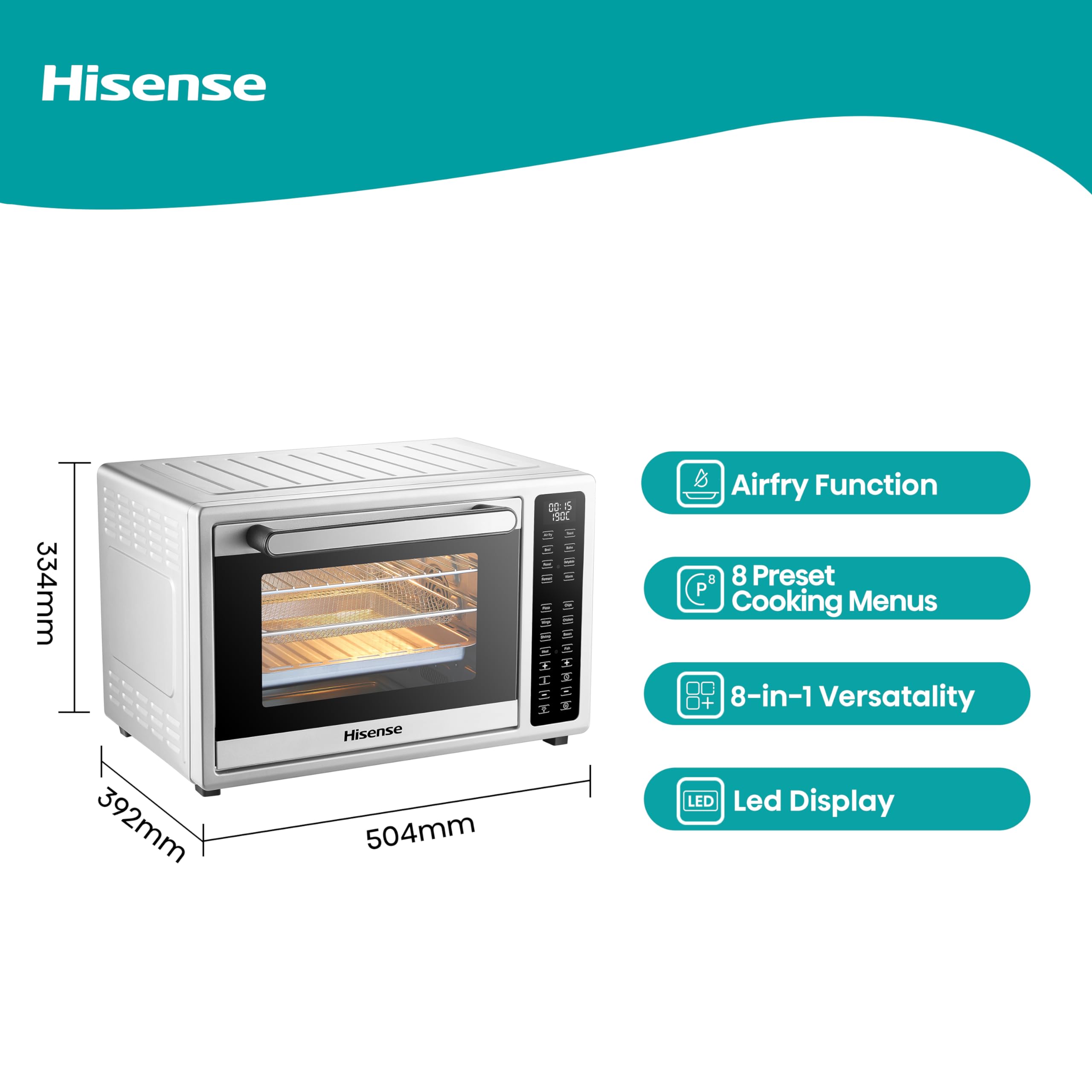 Hisense H32AOSL1S5 | 32 L Stainless Steel Air Fryer Oven 1700 W