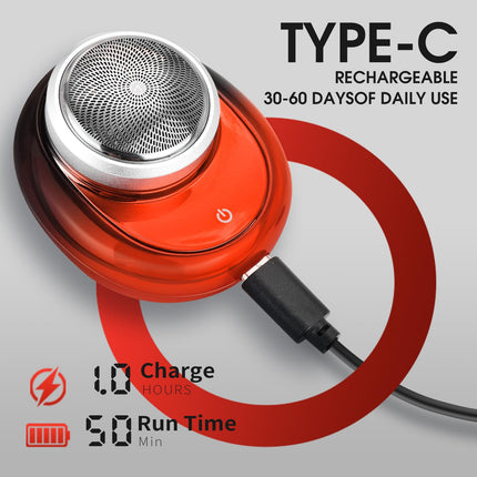 DSP Compact Men's Electric Razor - Mini Portable Shaver for Travel, Waterproof IPX7, USB-C Fast Charging, Overcharge Protection, 7100 RPM Powerful Pocket-Sized Shaving Machine (Orange)