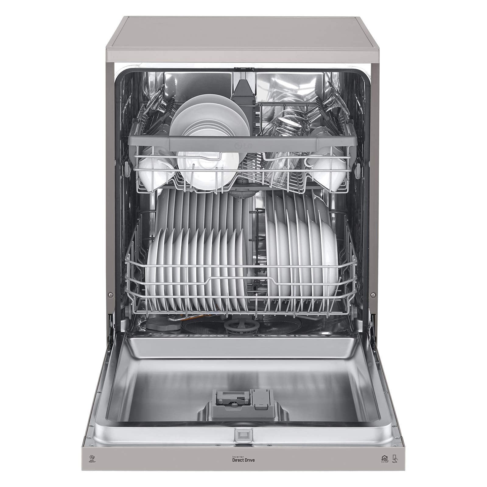 Lg 8 Programs 14 Place Settings Free Standing Dishwasher, Platinum Silver - Dfb512Fp,