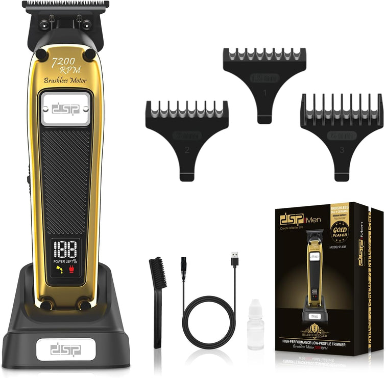 DSP Professional Beard Trimmer for Men, Cordless Trimmer Barber, BLDC Motor & DLC Coated Blade, Bald Head Clipper for Men