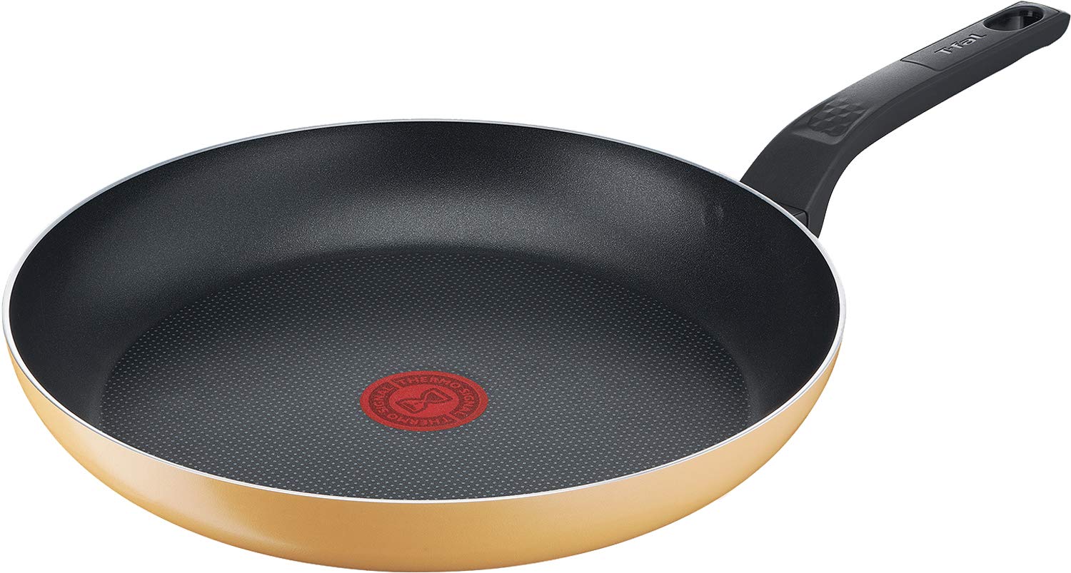 Tefal B56107 Frying Pan, 11.4 inches (29 cm), Compatible with Gas Fire, Marigold Yellow Frying Pan, Non-Stick