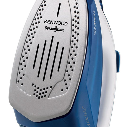 Kenwood Steam Iron 2600W with Ceramic Soleplate, Auto Shut-Off, Anti-Drip, Anti-Calc, Self Clean, Continuous Steam, Steam Burst, Spray Function STP75.000WB White/Blue