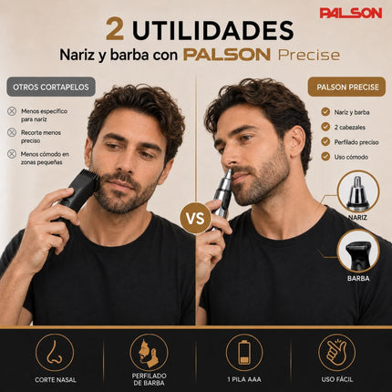 Palson Nose and Beard Trimmer Circular Nose and Ear, Straight for Paws Eyebrows and Beards, AAA Battery Powered Silver Color Model- 30078