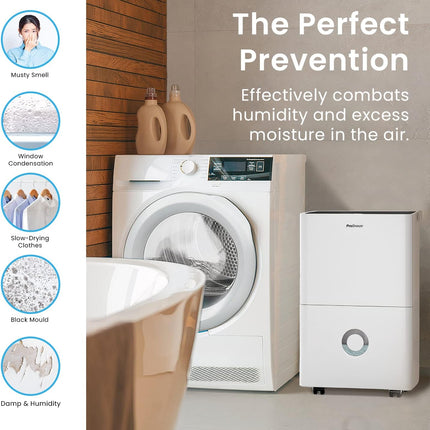 برو بريز 30Lمزيل رطوبة يومي - مزيل رطوبة ذكي بضاغط مع تطبيق، واي فاي، تصريف مستمر، 4L خزان مياه، مؤقت لمدة 24 ساعة وقفل أمان للأطفال - مزيل للعفن وممتص للرطوبة للمنزل والحمام
