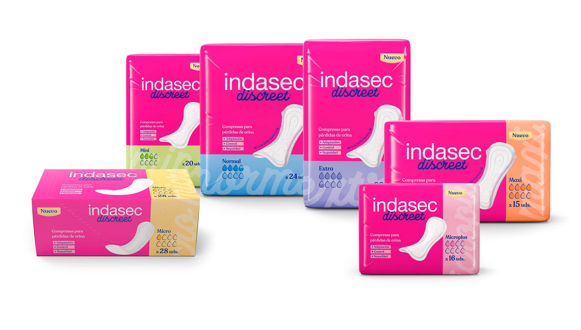 Indasec Discreet Maxi - Pads for Urine Leakage - 15 Units