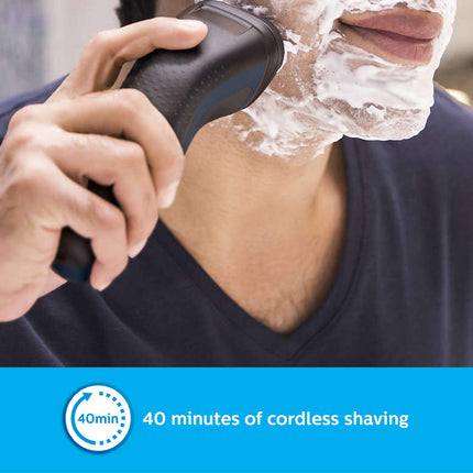 Philips Cordless Electric Shaver, 3D Pivot & Flex Heads, 27 Comfort Cut Blades, Up to 40 Min of Shaving, S1121/45