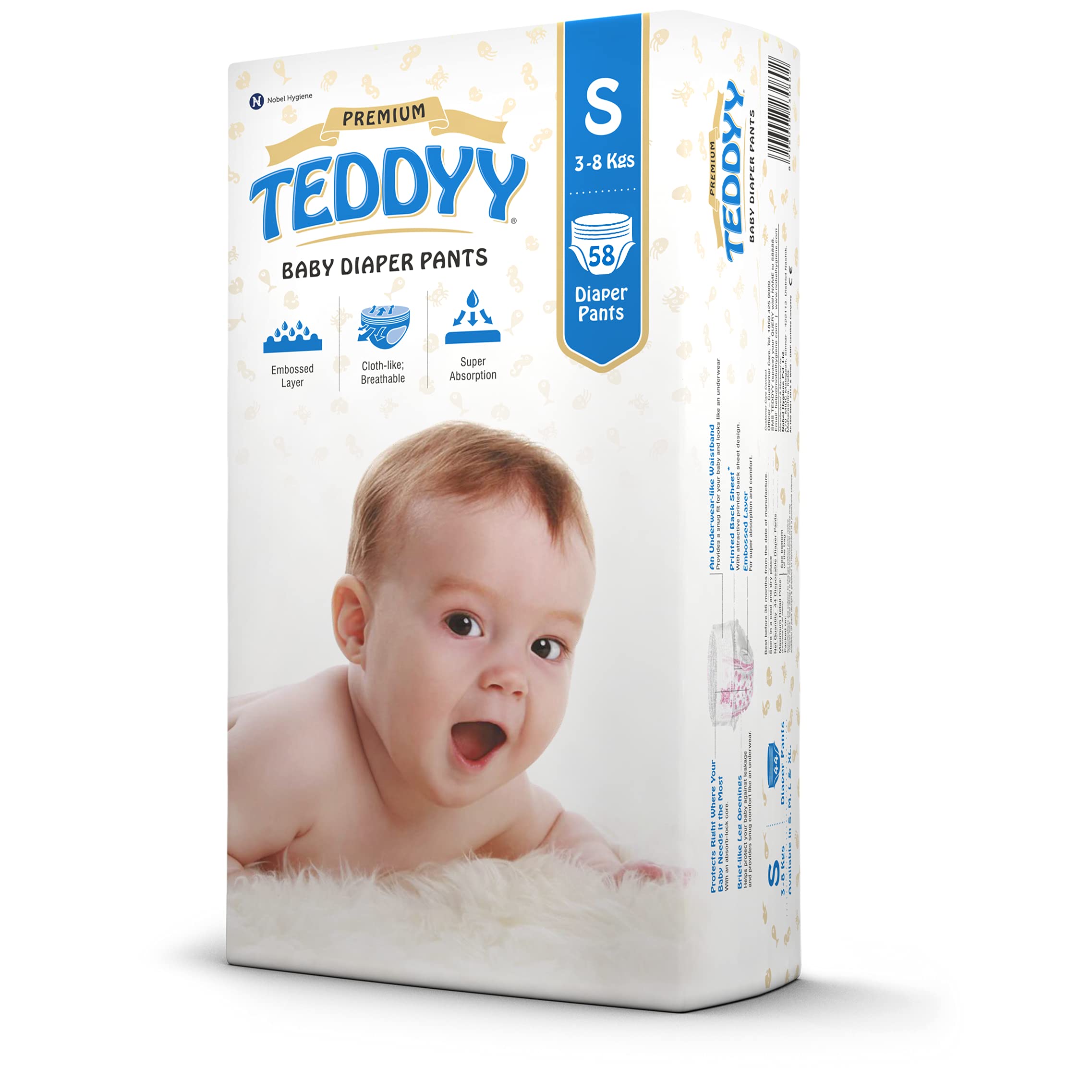 TEDDYY Baby Premium Diapers Pants Small 58 Counts