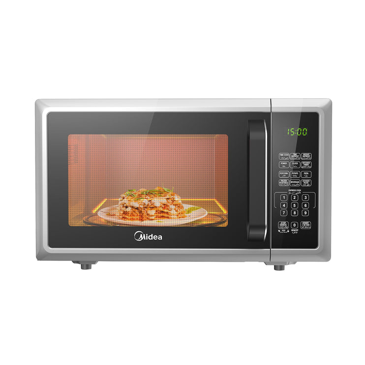 Midea 25L Microwave Oven with Digital Touch Control, 900W Power, Child-Safety-Lock, 10 Power Levels, LED Display with+30s Express Start, Grilling Roasting & Cooking Functions, EM925A2GU-SL
