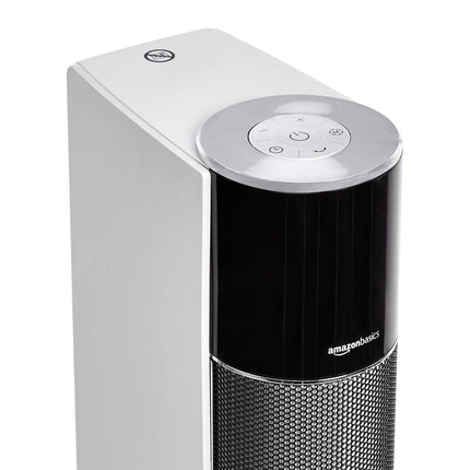 Amazon Basics Portable Oscillating Heater Column, 2 Fan Speed, 3 Temperature Levels, Timer and Remote Control, European Power Outlet, 2200 W, White