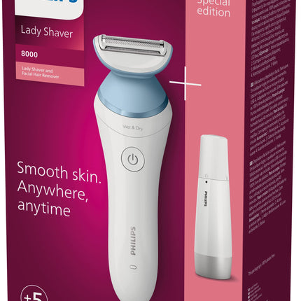PHILIPS Beauty Lady Electric Shaver Series 8000 with Electric Facial Hair Remover, Cordless, BRL166/91