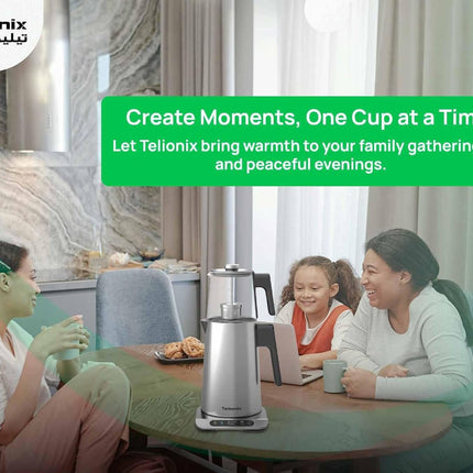 Telionix Smart Tea Maker, Electric Kettle with 1.7+1L Capacity, Variable Temperature Control, Keep Warm Function, LED Display, STRIX Controller, Stainless Steel Double Wall Design