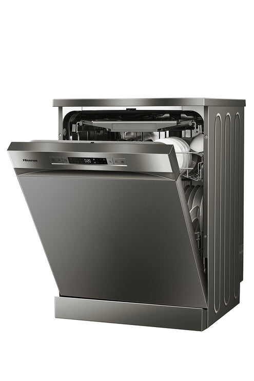 Hisense 15 Place settings Freestanding Dishwasher 8 Programs Color Titanium Grey Model HS623E90G