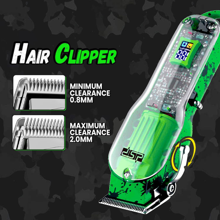 DSP Cordless Professional Barber Clippers - Quiet Hair Cutting Machine, Long-Lasting Battery, Ideal for Fades, Barber Equipment Essentials (Green)