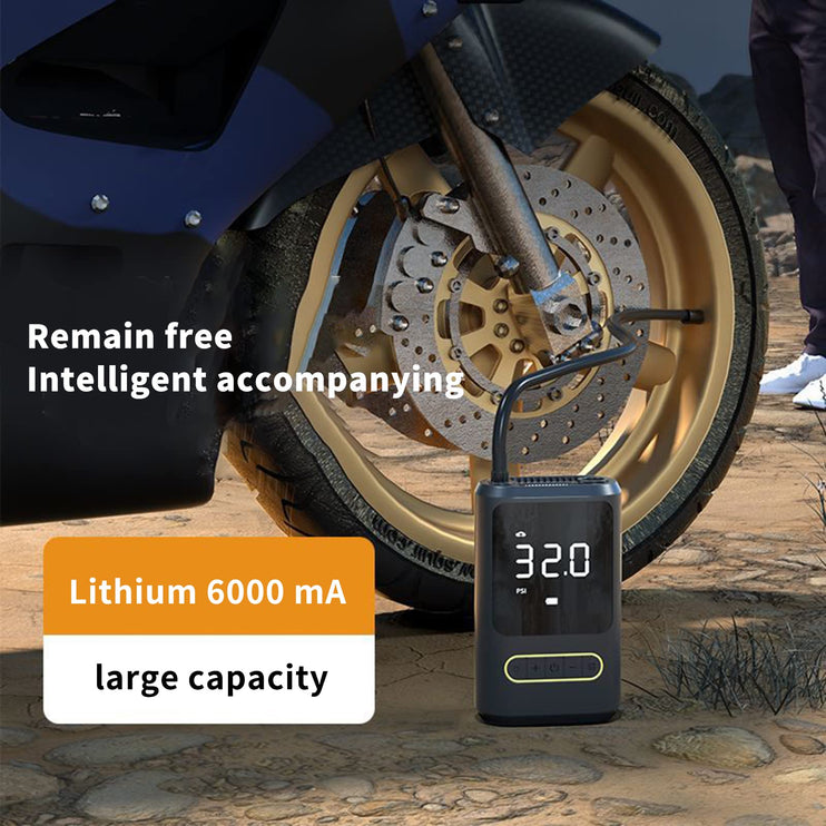 Eacam Cordless Air Compressor - Portable USB 150PSI Tire Inflator Air Pump with Digital Screen and LED Lights for Cars, Motorcycles, E-bikes, and Balls