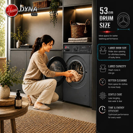 Hoover 7kg Front Load Washing Machine – Grey | A+++ Energy, Inverter, 1200RPM Spin Speed, 15 Programs, Steam, Knob & Touch Control, 1Yr Warranty + 10Yr – HWM-M712-G