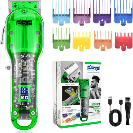 DSP Cordless Professional Barber Clippers - Quiet Hair Cutting Machine, Long-Lasting Battery, Ideal for Fades, Barber Equipment Essentials (Green)