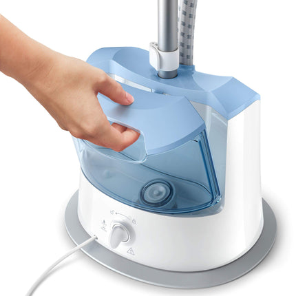 Philips Vertical Garment Steamer GC482/26: 1600W, powerful continuous steam 32g/min, 2 steam settings, 1.4L detachable water tank, XL steam plate, easy rinse solution