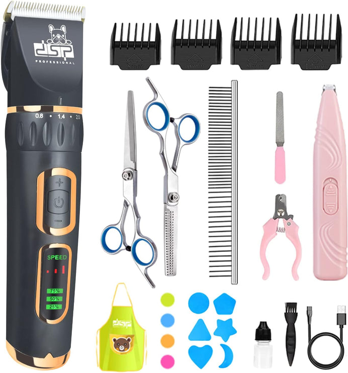 DSP® Dog Clippers for Grooming Dog Grooming Clippers 3-Speed Low Noise Dog Hair Clippers for Small & Large Dog