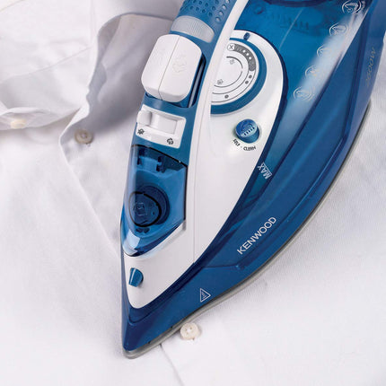 Kenwood Steam Iron 2600W with Ceramic Soleplate, Auto Shut-Off, Anti-Drip, Anti-Calc, Self Clean, Continuous Steam, Steam Burst, Spray Function STP75.000WB White/Blue
