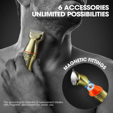 DSP 6 in 1 Man's Grooming Kit, Clipper and Trimmer Set, Trimmer Professional Barber, Shaving Mustache, Body, Nose Hair Trimmer, Waterproof IPX6, U-Shaped Hair Clipper