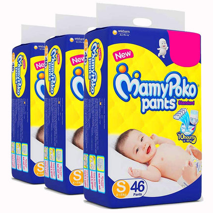 Mamypoko Diaper Pants Standard Style, Size Small, 4-8 Kg (46 Counts), Pack of 3