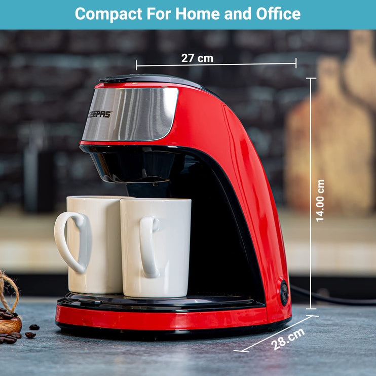 Geepas GCM41508 Espresso Machine Barista Electric Coffee Maker with Pump, 0.3 Liter Capacity, Red/Black