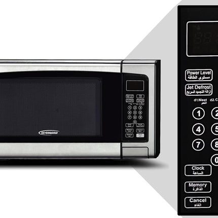 General Gold 34L Microwave Oven, 1000W Power, Digital Control, Black Stainless Steel Finish, Large Capacity 34 Liter Microwave for Fast Cooking & Reheating, Solol Microwave for Home & Office Use