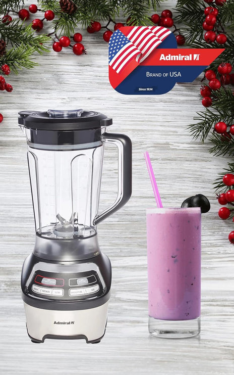 Admiral Blender 1.8 Litre Capacity with 3 Speed Control, Premium Stainless Steel Blade with Plastic Jub, 1500 Watts, (1 Year Warranty) - ADBL1815SS