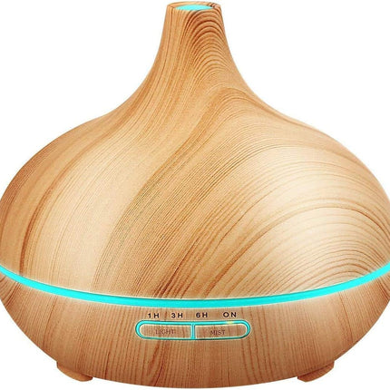 SKY-TOUCH Essential Oil Diffuser, 550Ml Oil Diffuser With 4 Timer, Aromatherapy Diffuser With Auto Shut-Off Function, Cool Mist Humidifier Bpa-Free For Bedroom Home-Yellow Wood