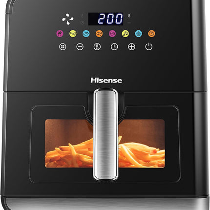 Hisense H09AFBKS4S 1700W Air Fryer with Colorful Touch Panel and Visible Cooking Window, 8 Liter Capacity, Black