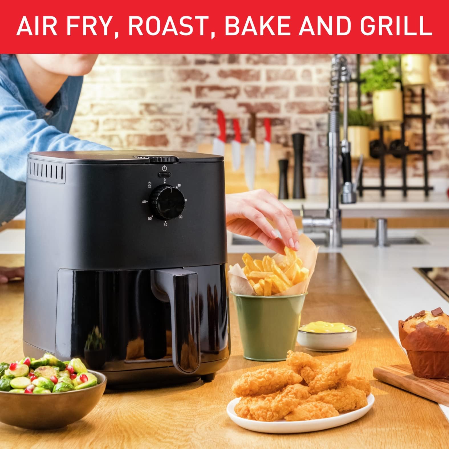 TEFAL Air Fryer | Easy Fry Essential |3.5 L Capacity | 1430W | Healthy Cooking |Adjustable Temperature | EY130840