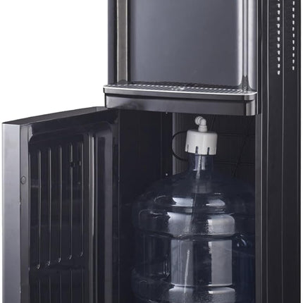 SPJ 18.9L Bottom Loading Water Dispenser, Hot Cold & Normal Water Cooler, Compressor Cooling, Child Safety Lock, Anti-Electric Shock Protection, Antibacterial, Black