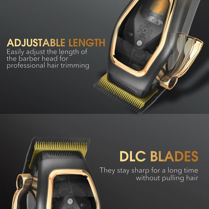 DSP Pro Barber Hair Clippers Set: Cordless Magnetic 9000 RPM, Constant Speed Control for Smooth Cutting. Ceramic Blades, 2500mAh Battery, Low Noise & Heat - Ideal for Men's Grooming & Fades (Black)