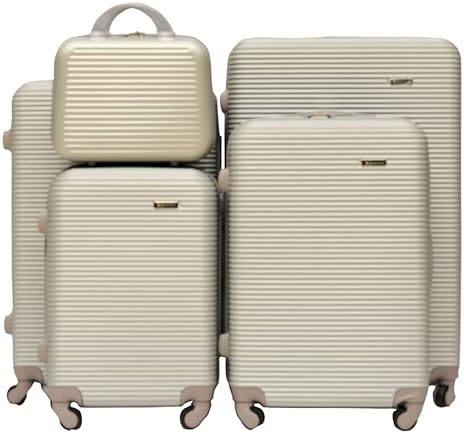 Royal Travel Stripe Design Trolley Bags, Set Of 5 Pcs - Multi Colour