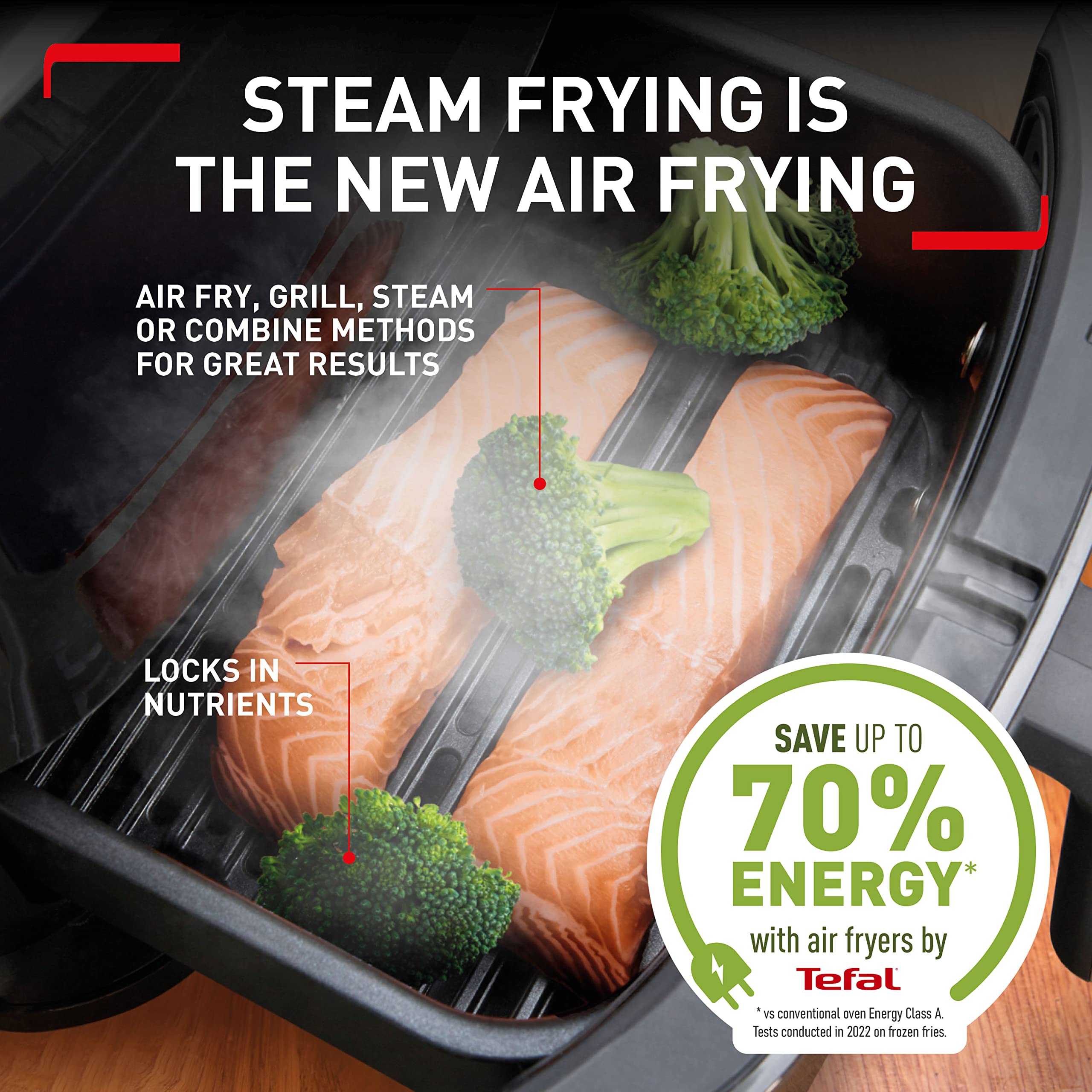 Tefal EasyFry 3in1 FW201827 Air Fryer, Grill & Steamer, XXL capacity, healthy, digital - Black