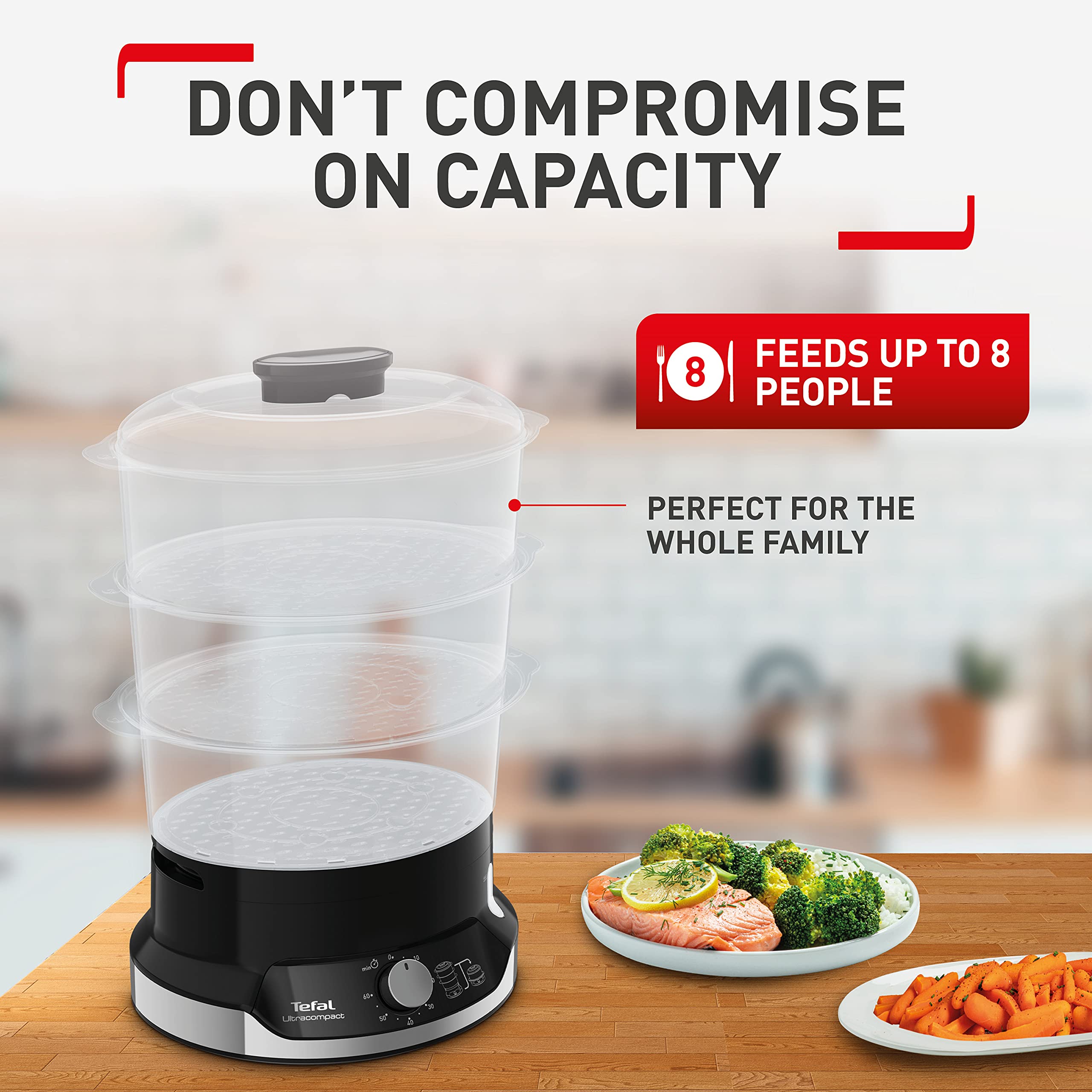 Tefal VC204865 VC204865-Black, Food Steamer, ultracompact, 800 W, Black