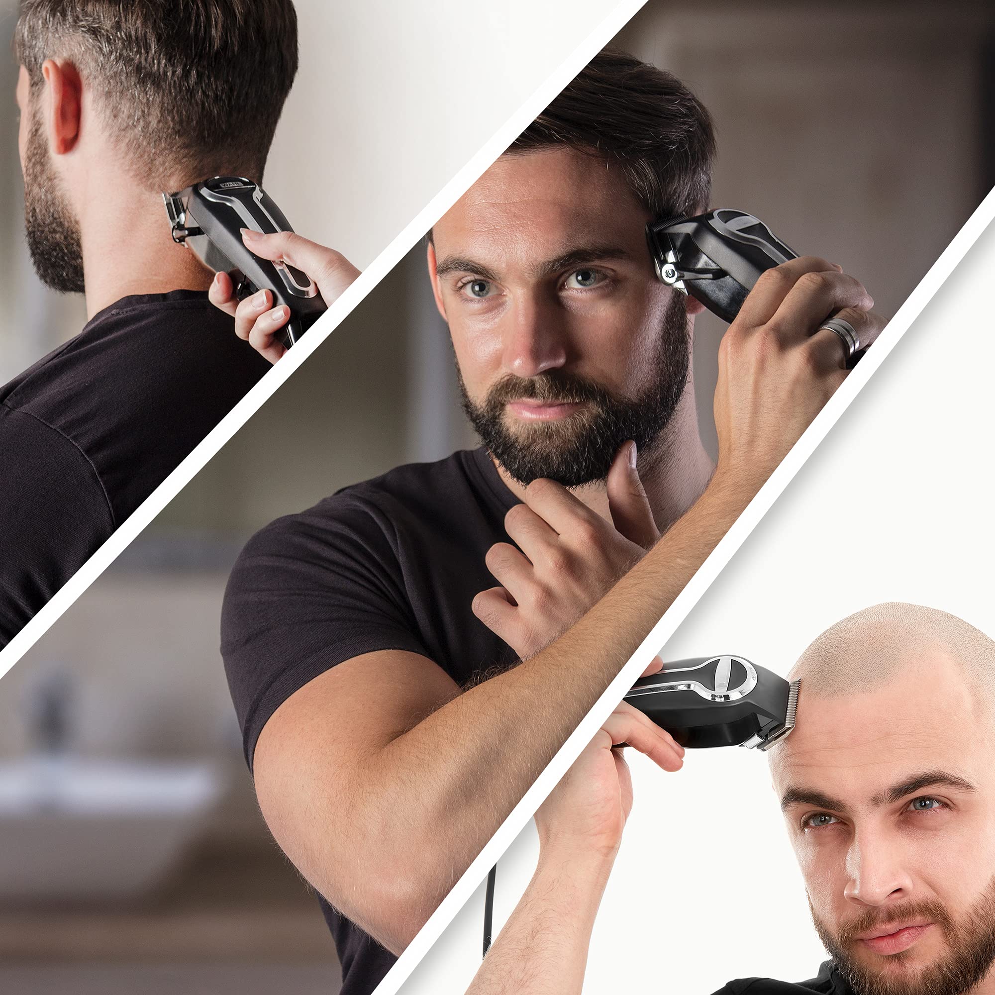 WAHL Elite Pro Hair Cutting Kit, Corded Hair Clipper For Men, Head Shaver, Self Sharpening Precision Blades With Taper Lever, Powerful And Durable Motor, Secure-Fit Premium Guide Combs, 79602-300