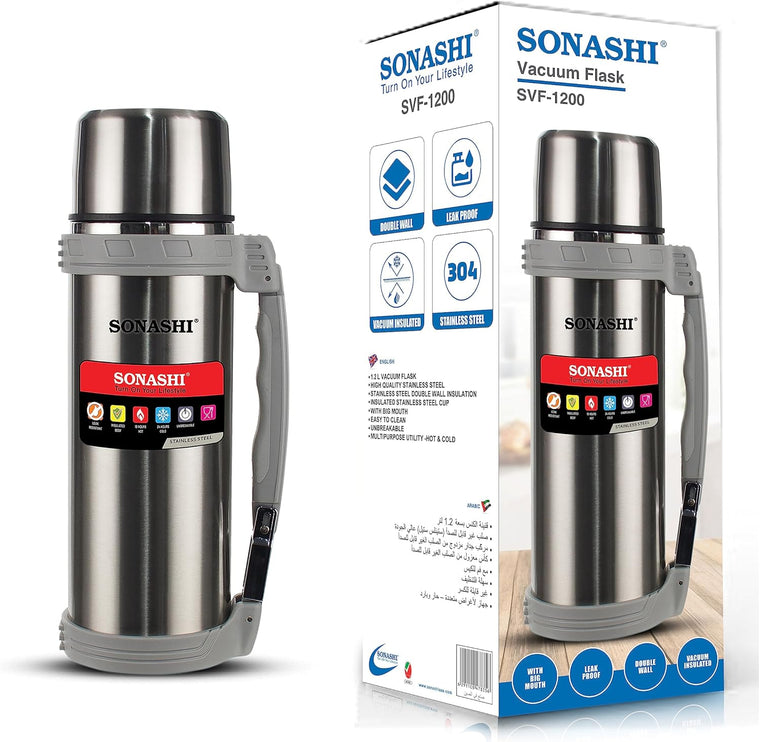 Sonashi Hot And Cold 1.2 L Vacuum Flask SVF-1200 Silver