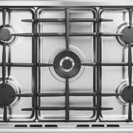 Tornado 90x60cm Freestanding Cooker, Full Gas Cooking Range with 5 Burners, Automatic Ignition & Full Safety, Convection Fan, Stainless Steel Finish, Separate Knob 9T10BRC1X01SG