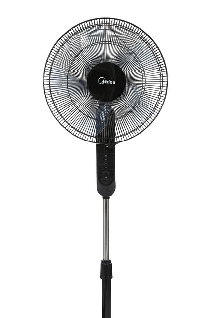 Midea Pedestal Stand Fan with Remote Control, 16 inch, 3D Oscillation Directions, 3 Speed Levels & Adjustable Height, 5 Leaf Blade with 7.5 Hours Timer, Best for Home & Office, Black, FS4015FR