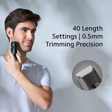Mi XXQ03HM Xiaomi Corded + Cordless Beard Trimmer 2 with Type-C Fast Charging, LED Display, Waterproof, 40 Length Settings, Stainless Steel Blades, 90 mins Cordless Runtime, Travel Lock, Black