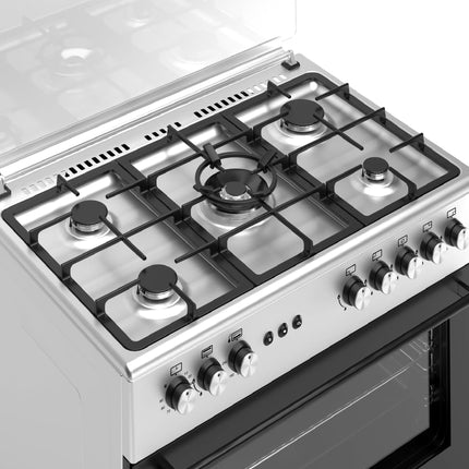 General Gold 90x60 cm Freestanding Gas Cooker with 5 Burners, Gas Oven and Grill with Cooling Fan, Triple Glass Door, Push Button Ignition, Full FFD, Sabaf Burners (With Turbofan)