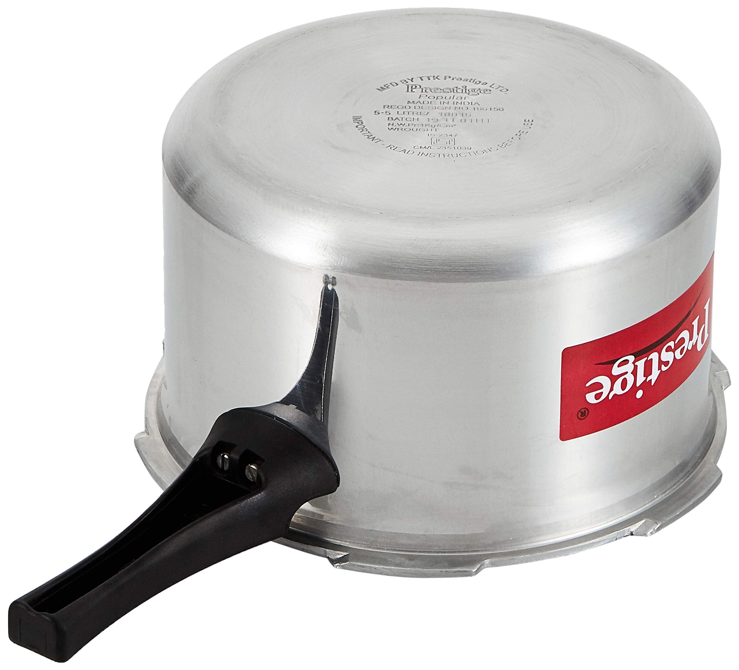 Prestige 2 Pieces Pressure Cooker Set | Aluminium Pressure Cooker With Lid and Pressure Pan without Lid | Silver/مكونة من قطعتين طنجرة ضغط من الألومنيوم بسعة 5.5 لتر و3 لتر