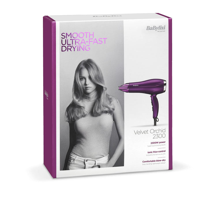 BaByliss Velvet Orchid 2300 DC Hair Dryer | Built-in 3 Heat & 2 Speed Settings With Cool Shot | Ionic frizz-Control For Smooth Hair | Stylish Lightweight Design For Comfort Use | 5513PSDE