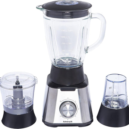 Admiral 1.5 Litre Blender with Grinder and Chopper, 600W Power, 2 Grinding Mills, Stainless Steel Blades, 5 Speed with Pulse Control, Anti-Slip Feet, ADBL1560, 1 Year Warranty.