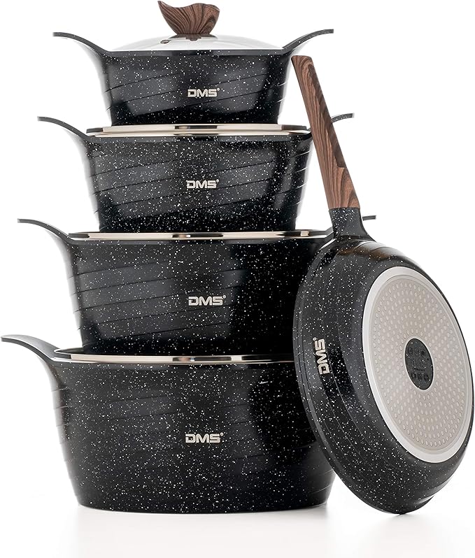 DMS.Cookware Set 13-15 Pieces ,Granite